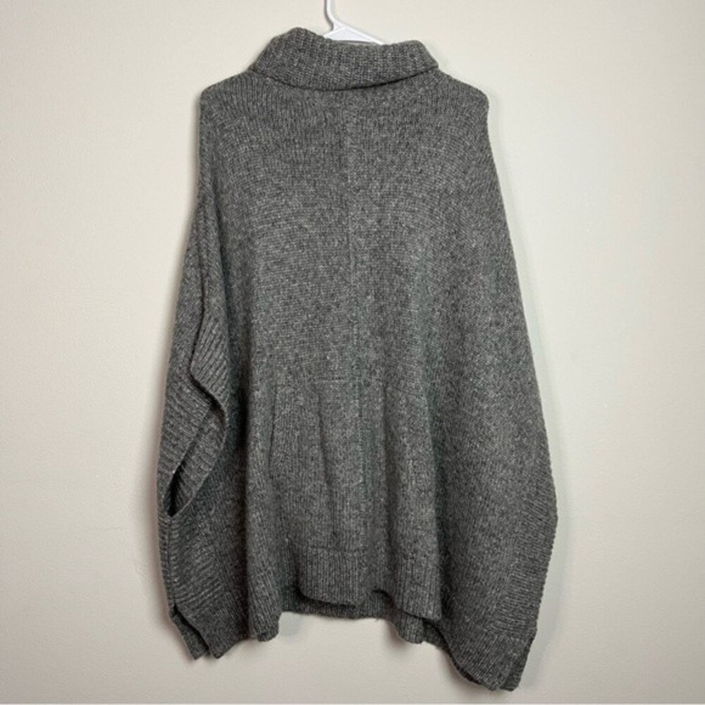 J. Crew Gray Merino Wool Blend Poncho Mock Neck Size S/M Women